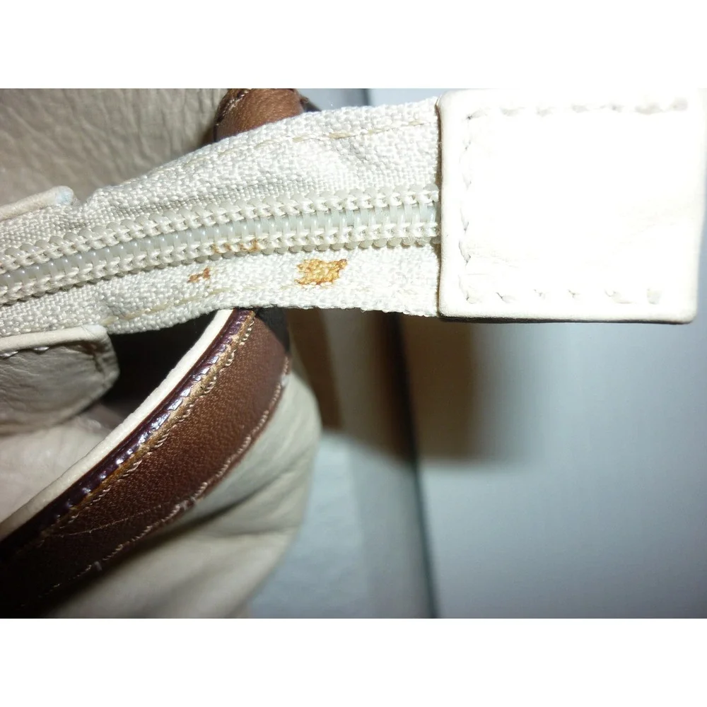 Marco Buggiani Chic‎ Tote Bag Women Beige Brown Leather Top Handle Shoulder Bag